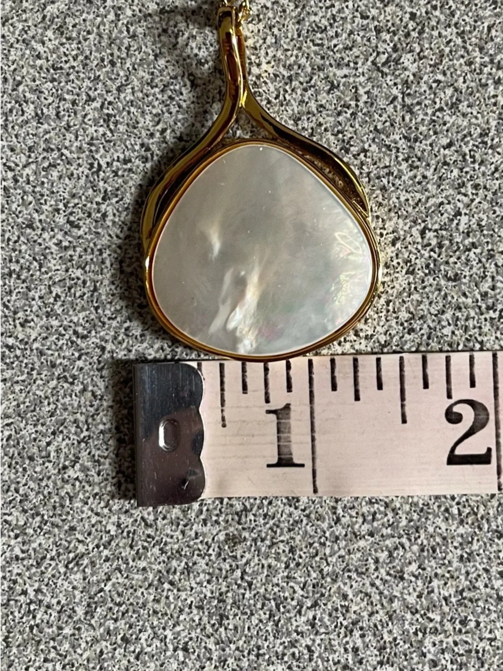 Gold Toned Pendant Necklace with White Mother-of-Pearl - Picture 8 of 9